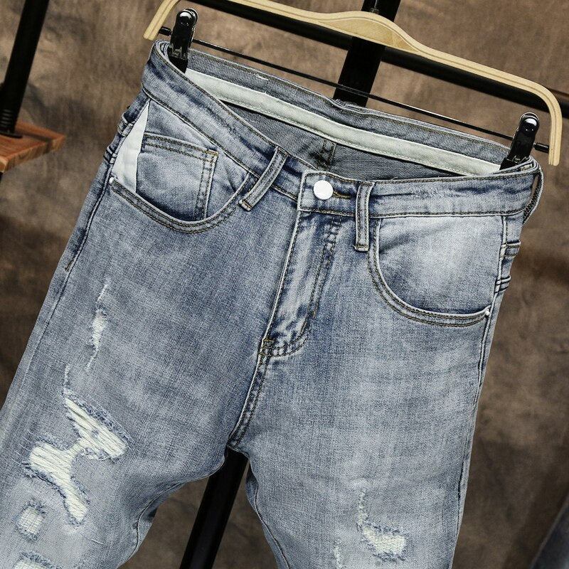 Rippede Skinny Lys Farve Jeans