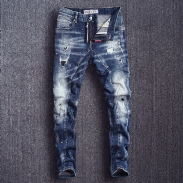 Slim Fit Splejset Designer Rippede Jeans