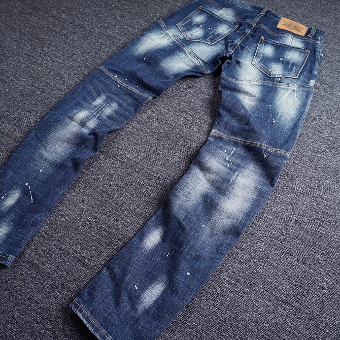 Slim Fit Splejset Designer Rippede Jeans