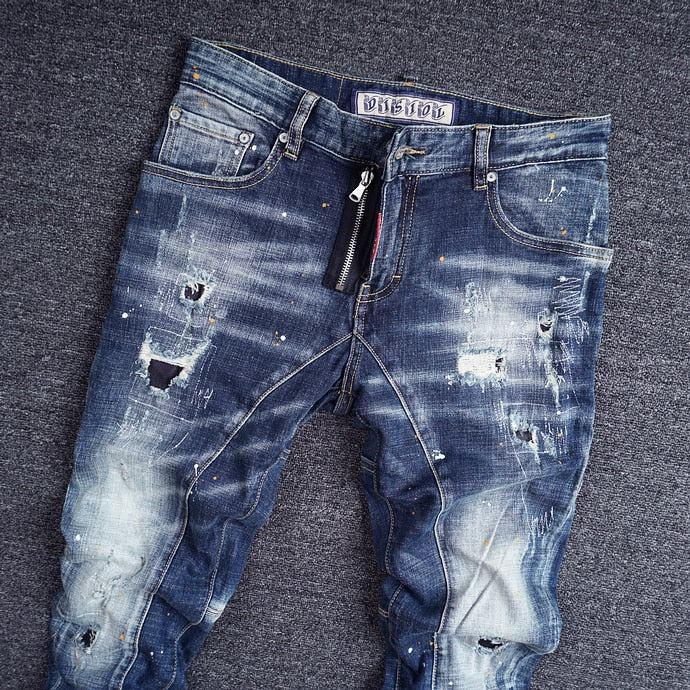 Slim Fit Splejset Designer Rippede Jeans