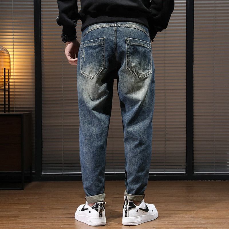 Streetwear Casual Jeans Herre Med Løs Pasform