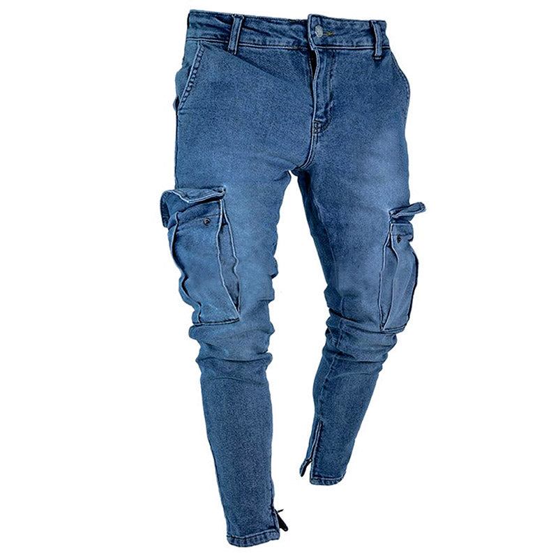 Trend Jeans Herre Med Knæhul Med Lynlåsfødder