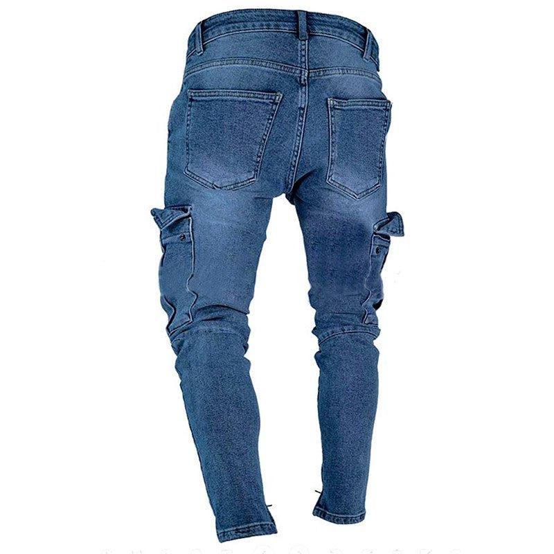 Trend Jeans Herre Med Knæhul Med Lynlåsfødder