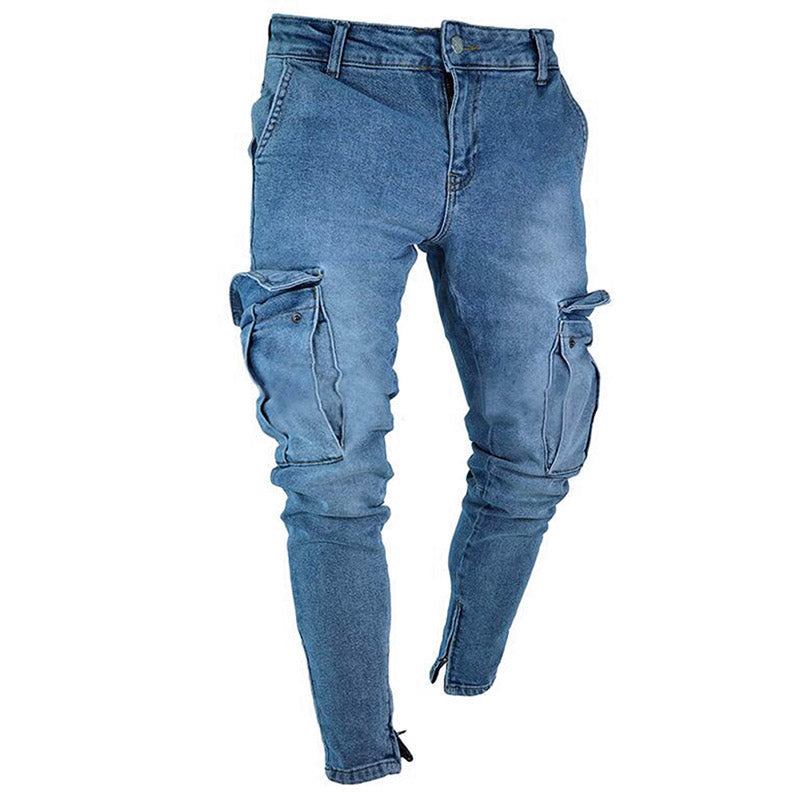 Trend Jeans Herre Med Knæhul Med Lynlåsfødder