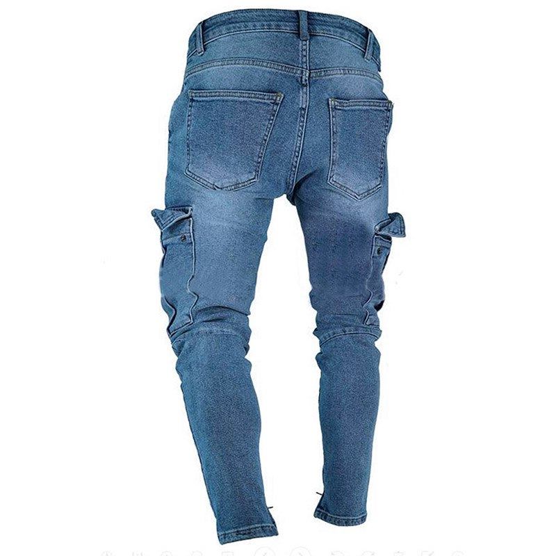 Trend Jeans Herre Med Knæhul Med Lynlåsfødder