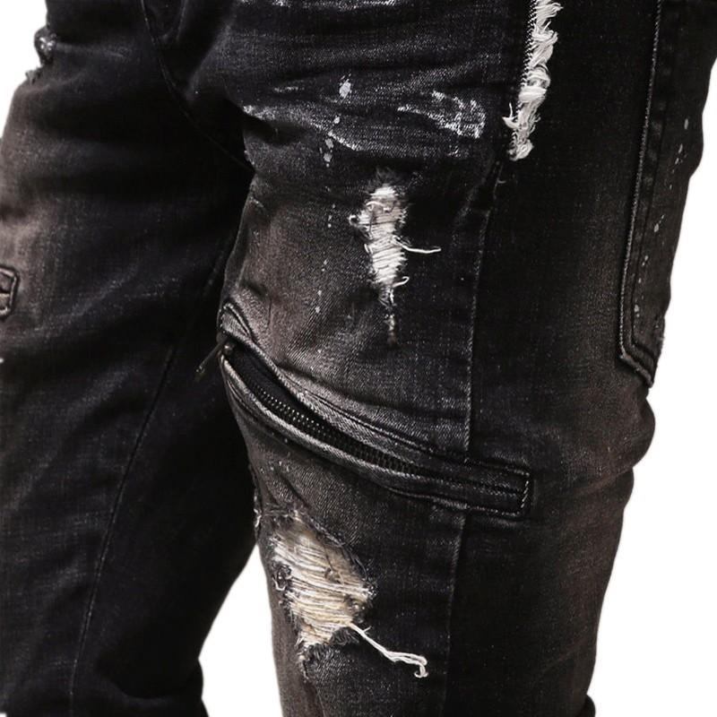 Vintage Distressed Denim Jeans Herre I Høj Kvalitet