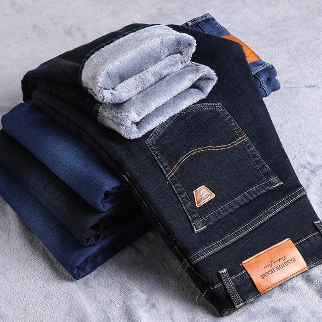 Vinter Fleece Varme Klassiske Jeans