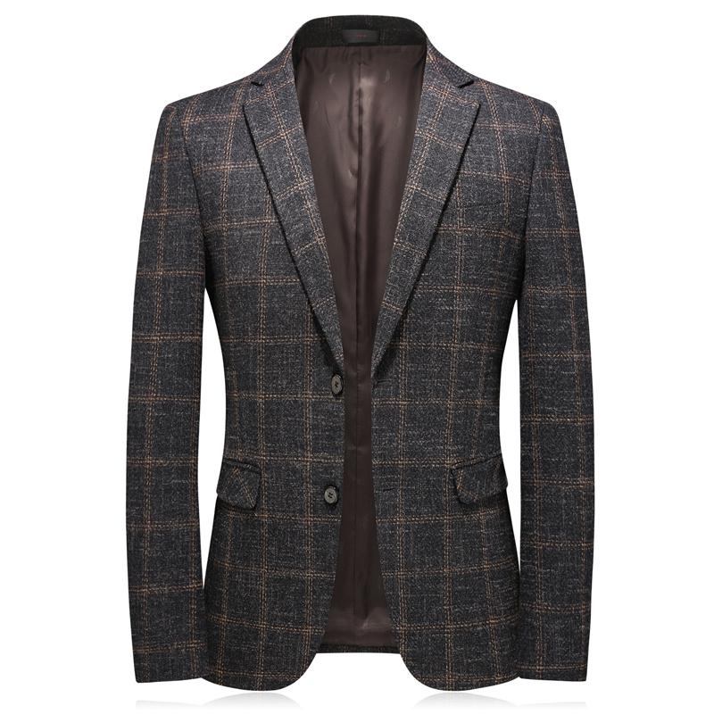 Blazere Veste Herre Albue Patch Tweed Plaid Blazer