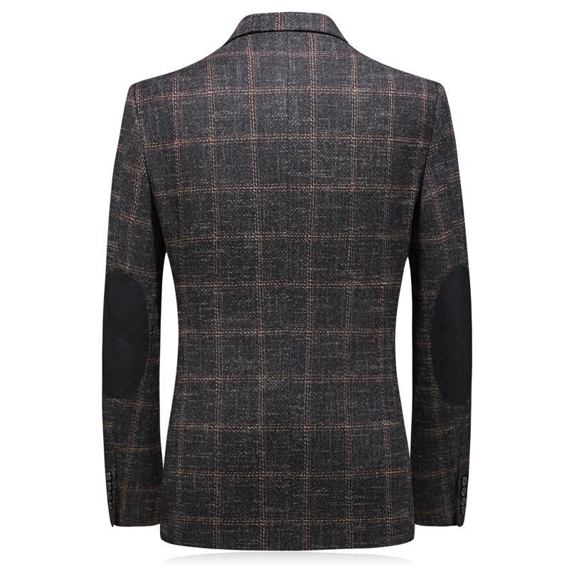 Blazere Veste Herre Albue Patch Tweed Plaid Blazer