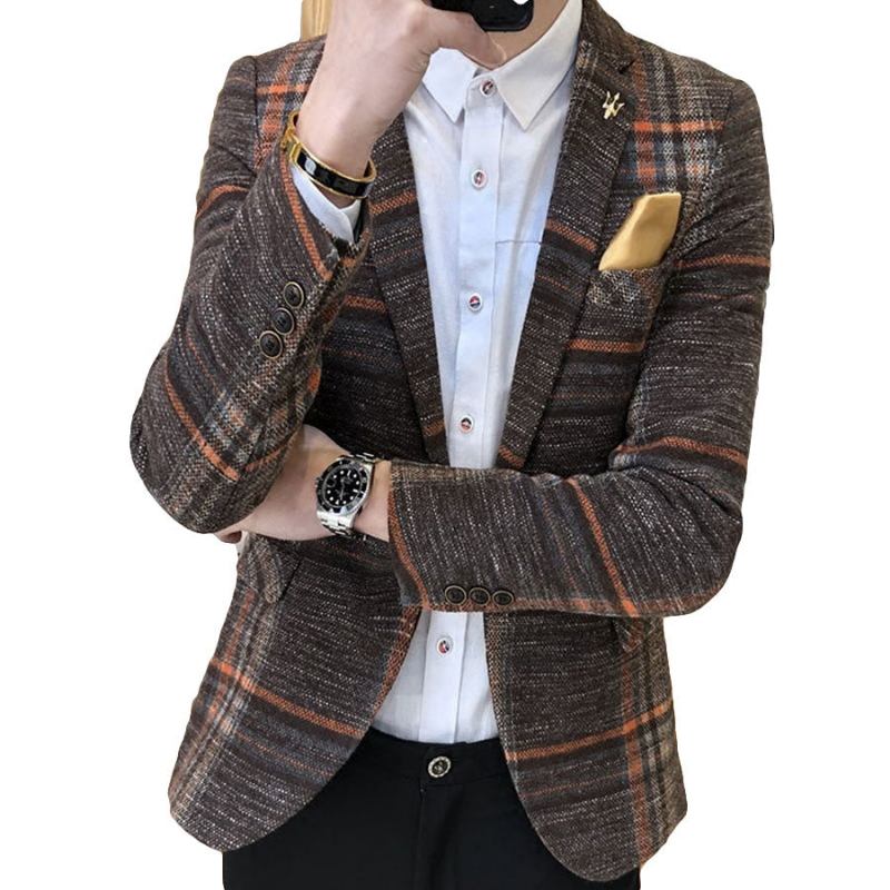 Blazere Veste Herre Designer Blazer Tweed Knap