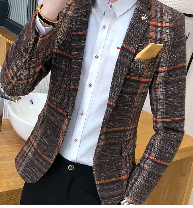 Blazere Veste Herre Designer Blazer Tweed Knap