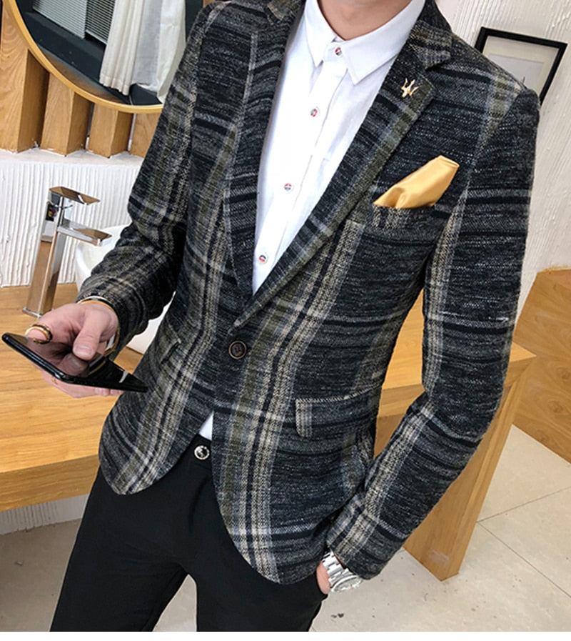 Blazere Veste Herre Designer Blazer Tweed Knap