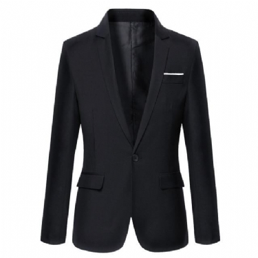 Herre Blazere Veste Casual Ensfarvet Maskulin Blazer