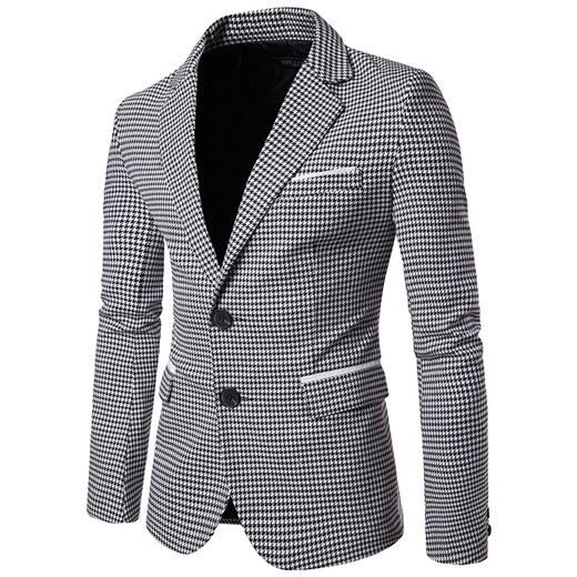 Herre Blazere Veste Efterårs Plaid Enkeltradet Blazer