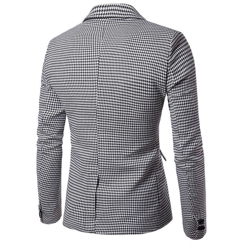 Herre Blazere Veste Efterårs Plaid Enkeltradet Blazer