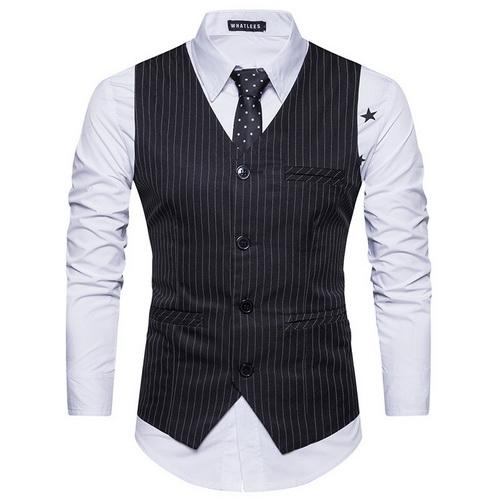 Herre Blazere Veste England Style Stripe Formel Vest