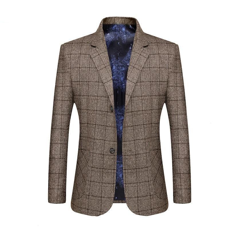 Herre Blazere Veste Mænd Business Casual Plaid Blazer I Høj Kvalitet