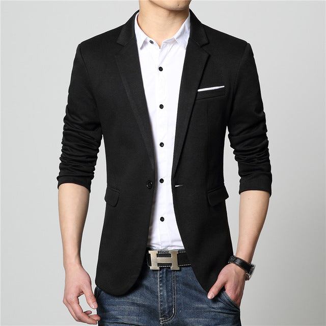 Herre Blazere Veste Mode Bomuld Casual Tynd Blazer