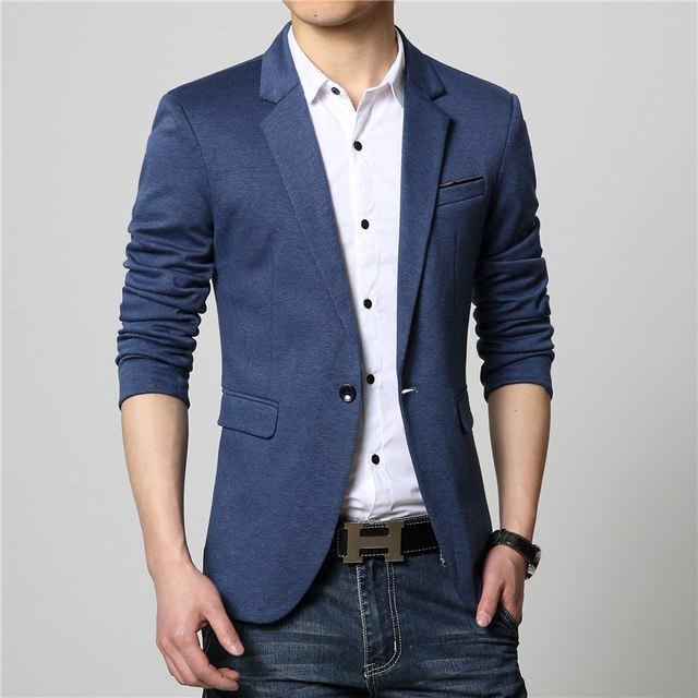 Herre Blazere Veste Mode Bomuld Casual Tynd Blazer