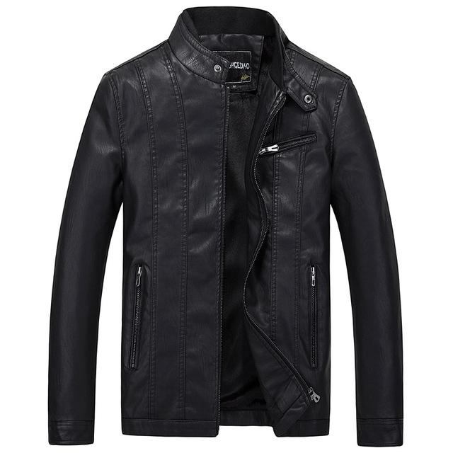 Herre Læderjakker Biker Style Slim Fit Pu Læderjakke