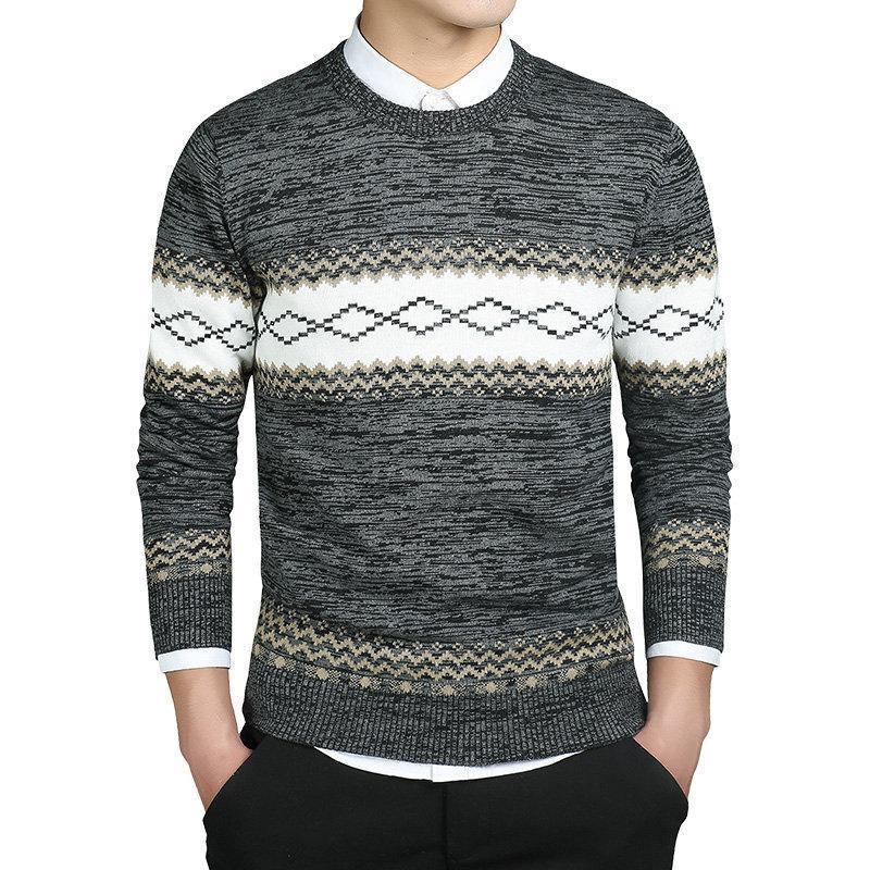 Herre Trøjer Diamantuld Strikket Sweater