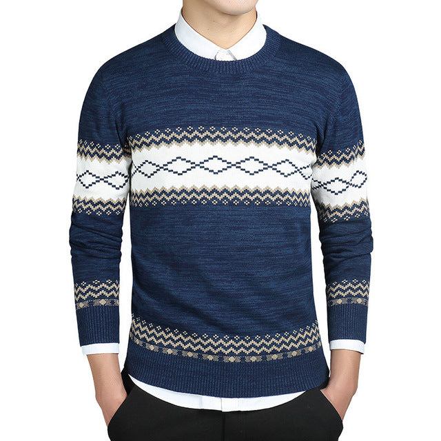 Herre Trøjer Diamantuld Strikket Sweater