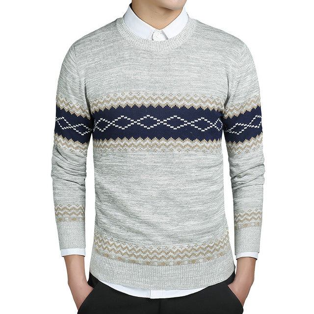 Herre Trøjer Diamantuld Strikket Sweater