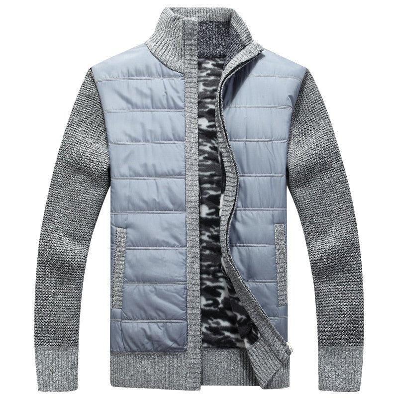 Trøjer Herre Fleece Patchwork Uld Moderigtig Sweater