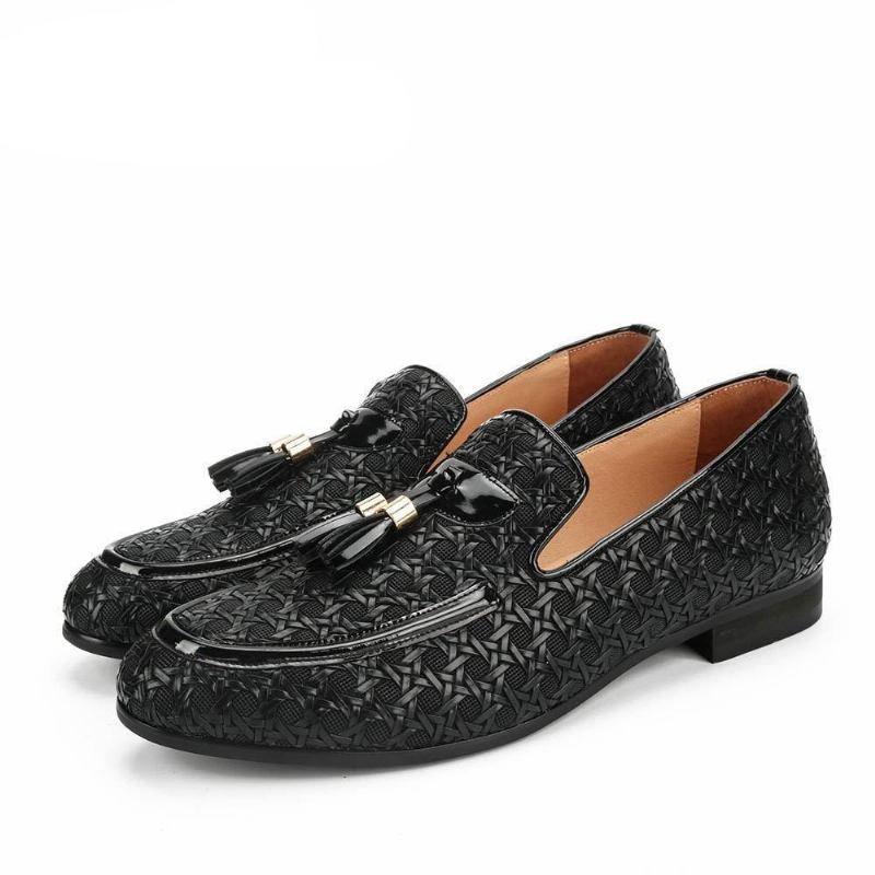 Herre Casual Sko Elegante Flettede Læder Loafers