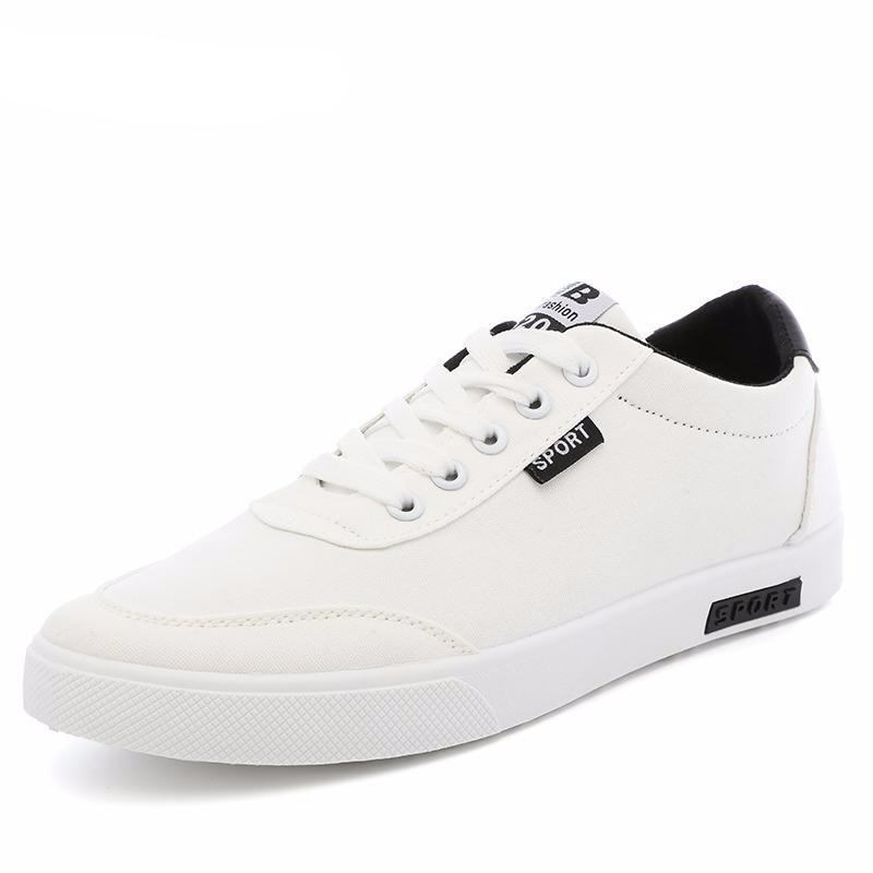 Herre Casual Sko Hvide Canvas Trend Sneakers