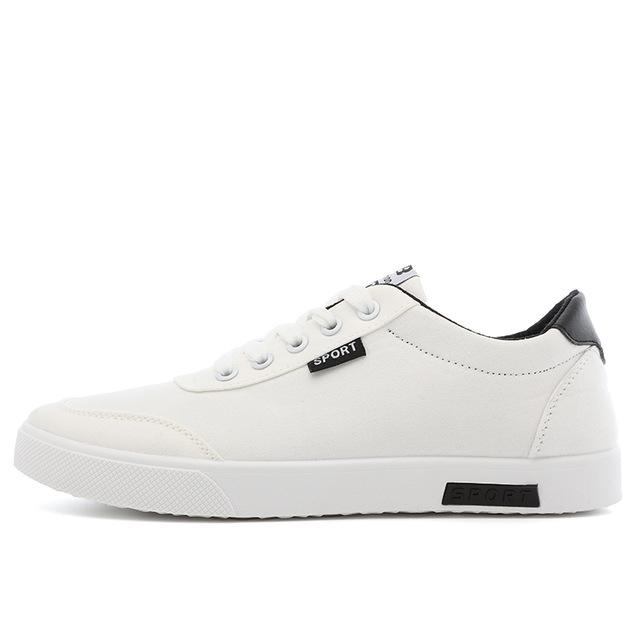 Herre Casual Sko Hvide Canvas Trend Sneakers