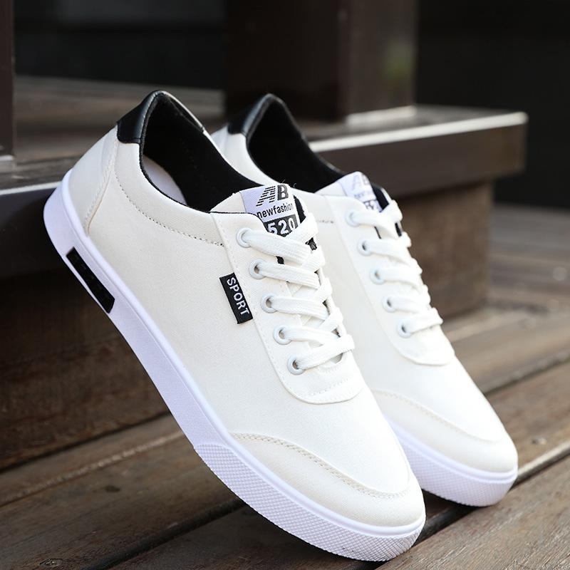 Herre Casual Sko Hvide Canvas Trend Sneakers