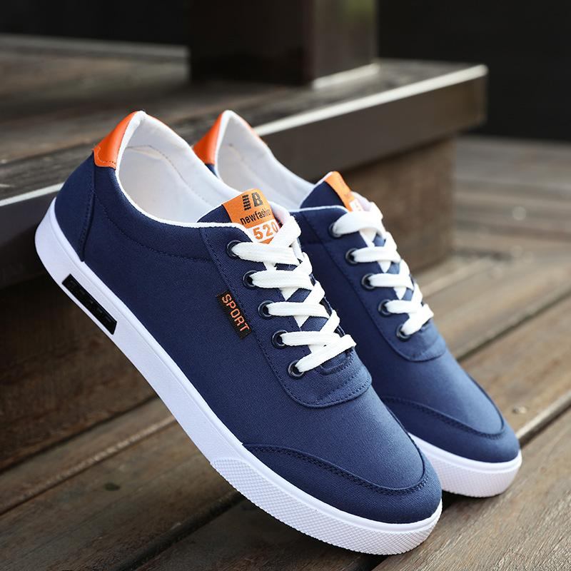 Herre Casual Sko Hvide Canvas Trend Sneakers