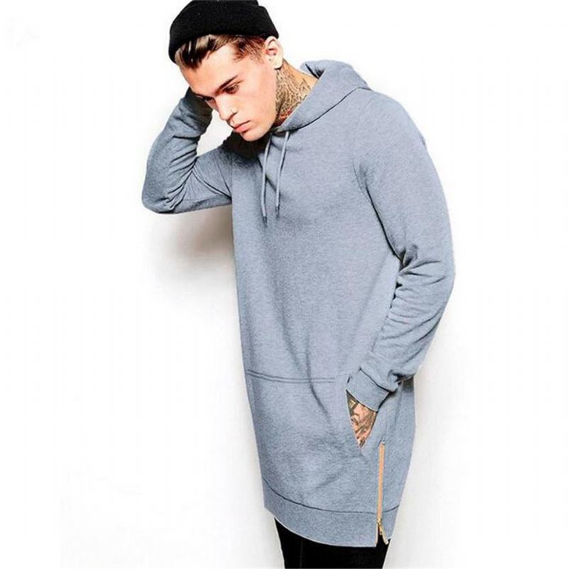 Hættetrøjer Herre Fleece Hip Hop Longline Fashion Hættetrøje