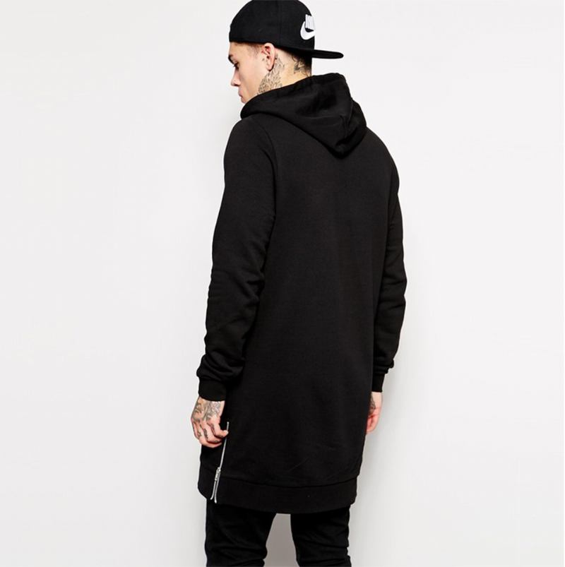 Hættetrøjer Herre Fleece Hip Hop Longline Fashion Hættetrøje