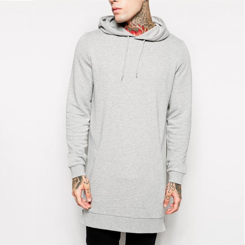 Hættetrøjer Herre Fleece Hip Hop Longline Fashion Hættetrøje