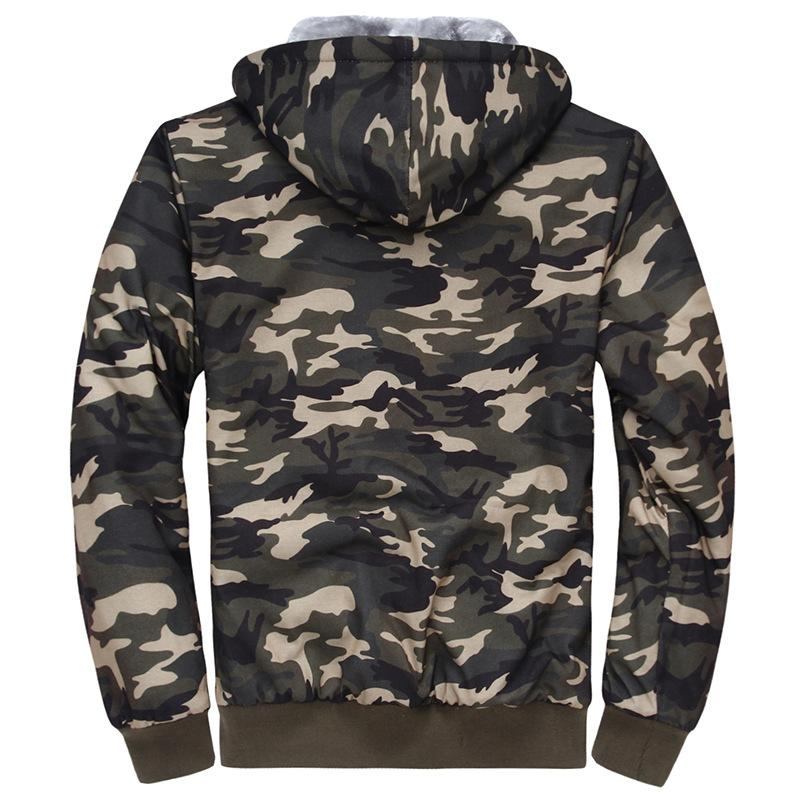 Hættetrøjer Herre Vinter Tyk Fleece Camo Hættetrøje