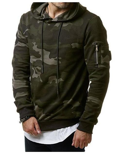 Herre Hættetrøjer Hætte Camouflage Sweatshirt Til Mænd