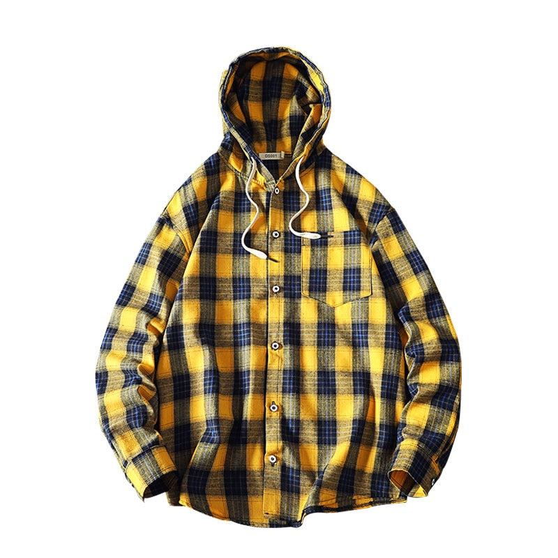 Herre Hættetrøjer Streetwear Plaid Løs Med Hætteskjorte