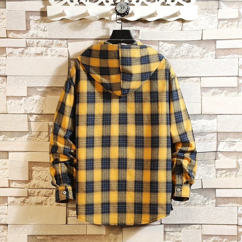 Herre Hættetrøjer Streetwear Plaid Løs Med Hætteskjorte