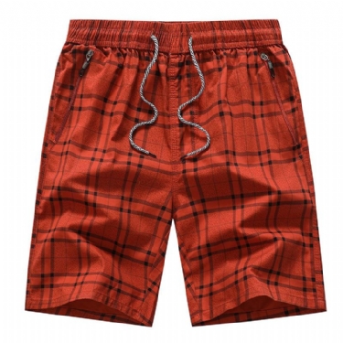 Bermuda Elastiske Talje Plaid Shorts