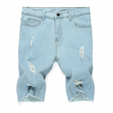 Herre Shorts Brand Destroyed Skinny Frayed Jeans