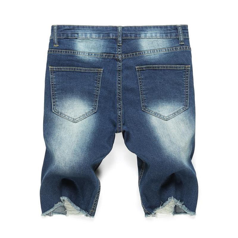 Herre Shorts Brand Destroyed Skinny Frayed Jeans