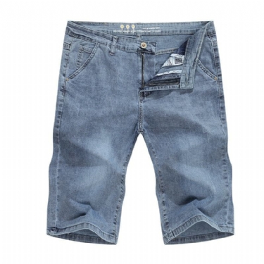 Herre Shorts Lyseblå Almindelige Stretchy Denimshorts