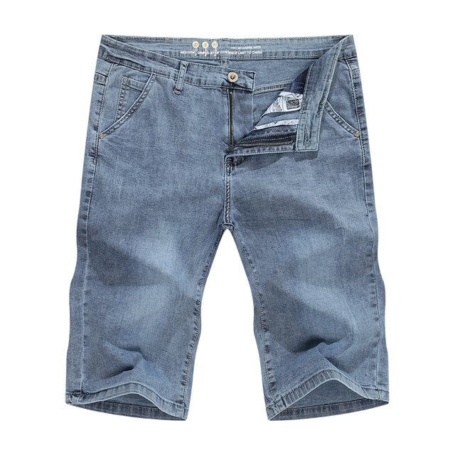 Herre Shorts Lyseblå Almindelige Stretchy Denimshorts