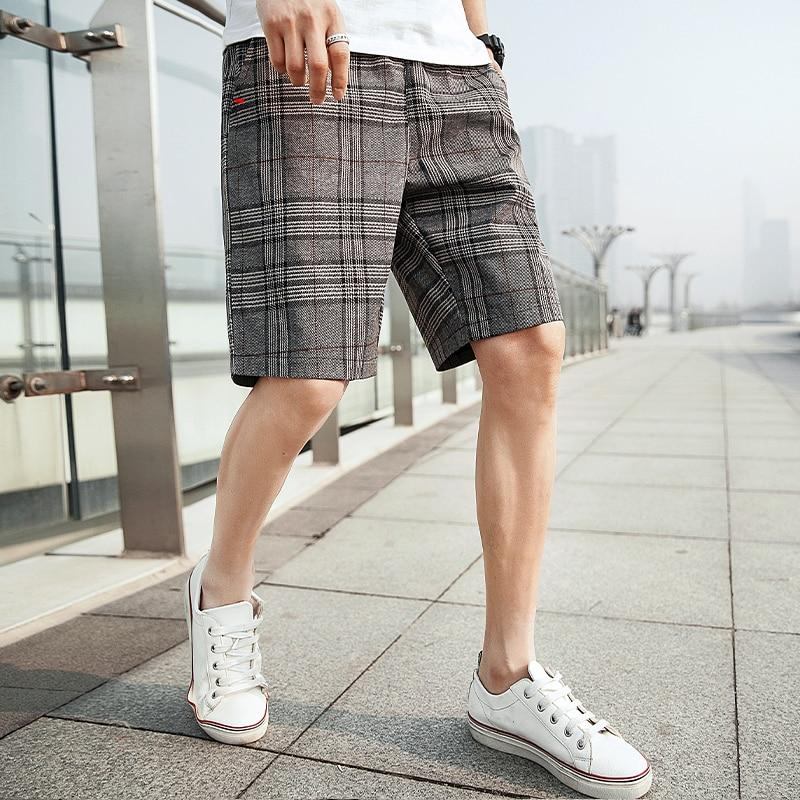 Herre Shorts Plaid Elastisk Talje Bermuda Short