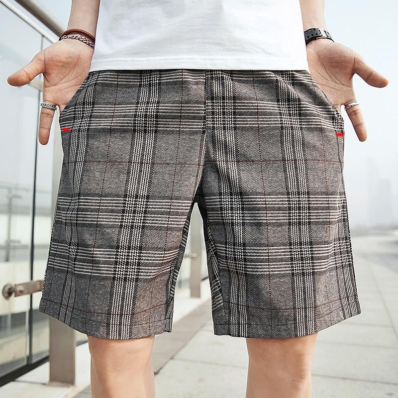 Herre Shorts Plaid Elastisk Talje Bermuda Short