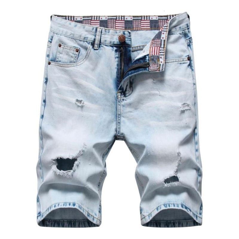 Rippede Bermuda Fashion Bomuld Jeans Shorts