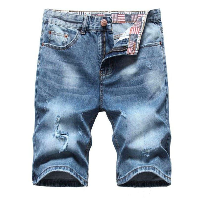 Rippede Bermuda Fashion Bomuld Jeans Shorts