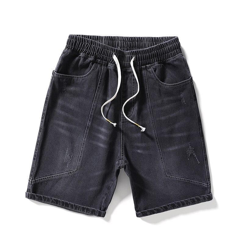 Shorts Herre Mid-talje Vaskede Lige Denimshorts